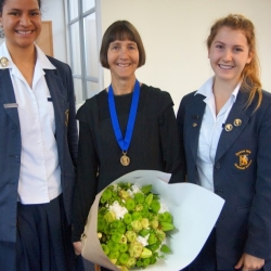 Louise and two host school prefects