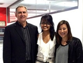 Image of From left: Professor Paul Donaldson, Ankita Umapathy and Dr Julie Lim